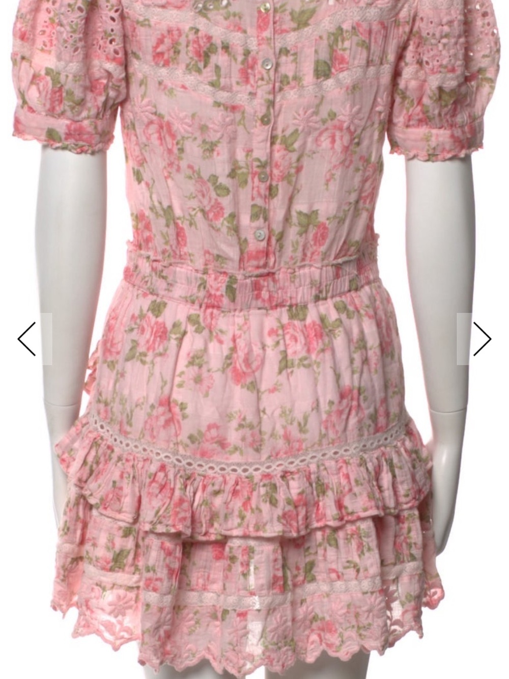 LoveShackFancy Pink Floral Ruffle Mini Dress